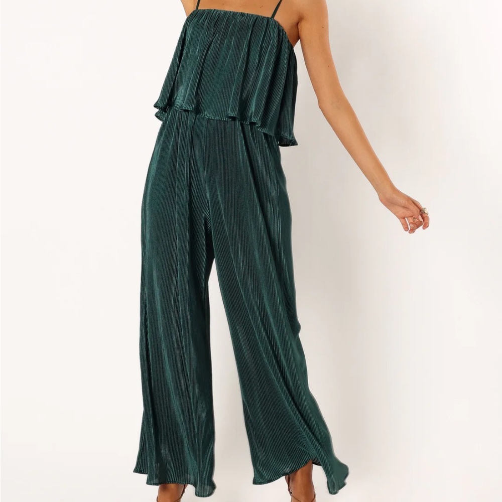 Petal & Pup Green Strapless Jumpsuit with Palazzo Pants
